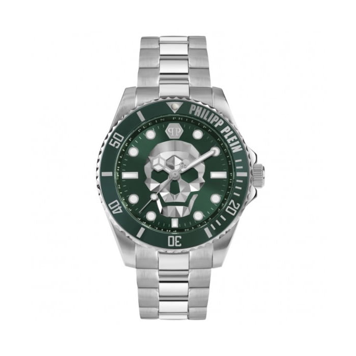 Philipp Plein Orologio Uomo The $Kull Diver – Quarzo, Cassa 44mm, Quadrante Blu, Cinturino Silicone