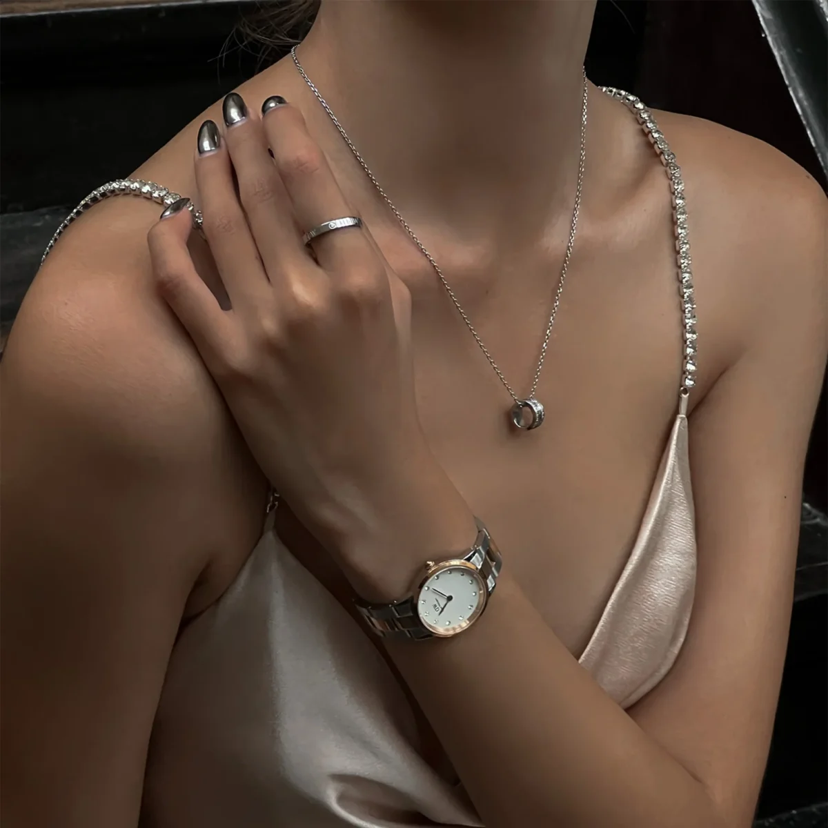 OROLOGIO DANIEL WELLINGTON ICONIC LINK SILVER ROSE LUMINE - immagine 4