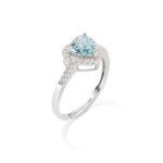 ANELLO AMEN CUORE DELL'OCEANO CON ZIRCONI ACQUAMARINA E BIANCHI