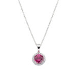 COLLANA AMEN DIAMOND CON ZIRCONE TONDO RUBINO