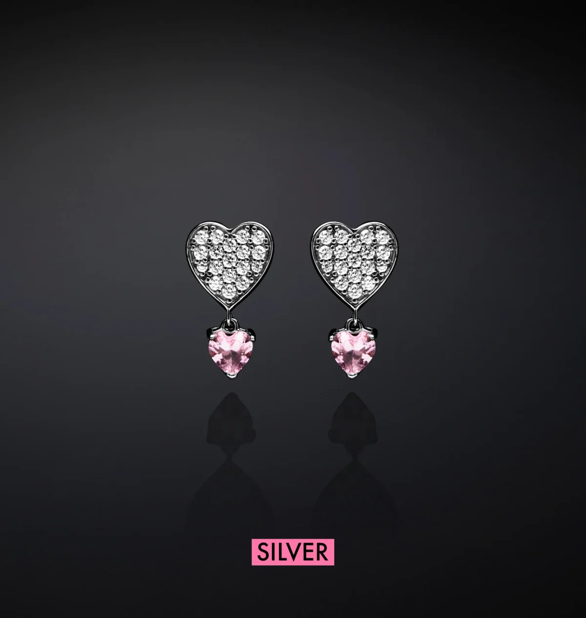 Orecchini CHIARA FERRAGNI Cuori Silver Pink - immagine 1