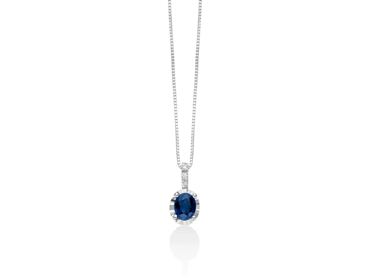 Miluna - Collana Zaffiro Ovale e Diamanti CLD4194 - immagine 1