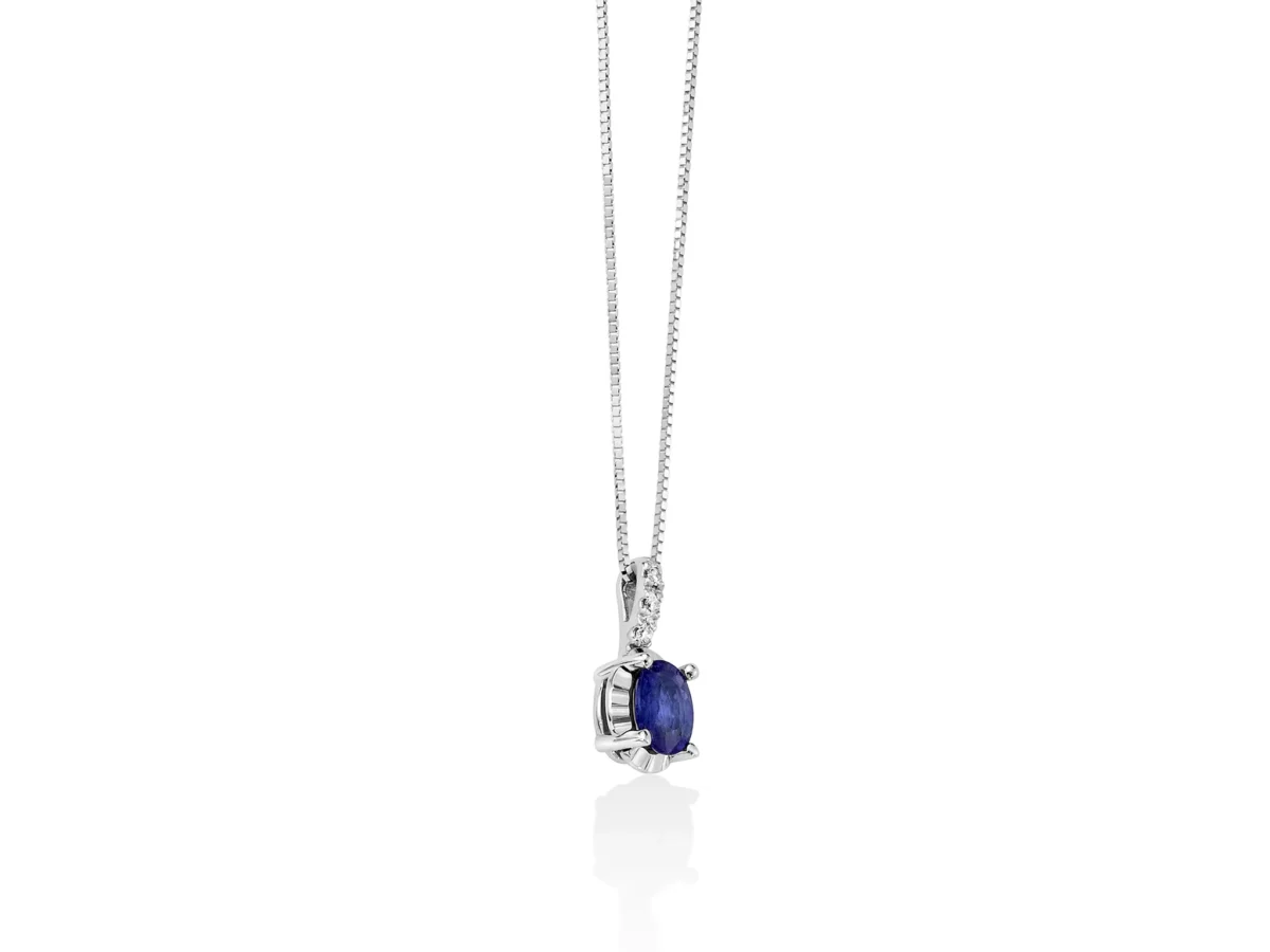 Miluna - Collana Zaffiro Ovale e Diamanti CLD4194 - immagine 2