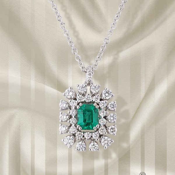 girocollo valentina callegher smeraldo e diamanti