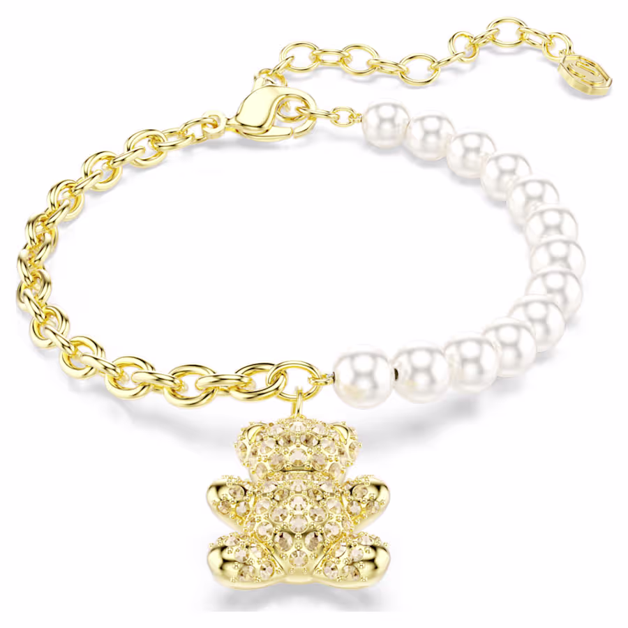 braccialetto-idyllia--crystal-pearl--taglio-round--orsetto--tono-dorato--finitura-oro-18k-swarovski-5737622 (1) Swarovski - Braccialetto Idyllia 5737622 - immagine 1