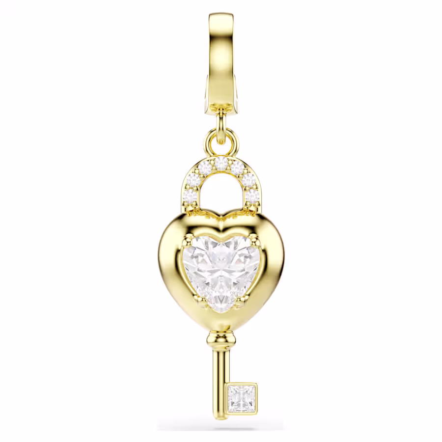 charm-idyllia--taglio-misto--cuore-con-chiave--bianco--finitura-oro-18k-swarovski-5742959 (1) Swarovski - Charm Idyllia 5742959 - immagine 1