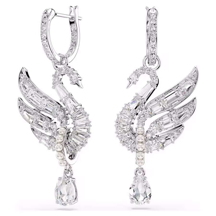 orecchini-swan--cigno--bianchi--placcato-rodio-swarovski-5723388 (1) Swarovski - Orecchini Swan 5723388 - immagine 1