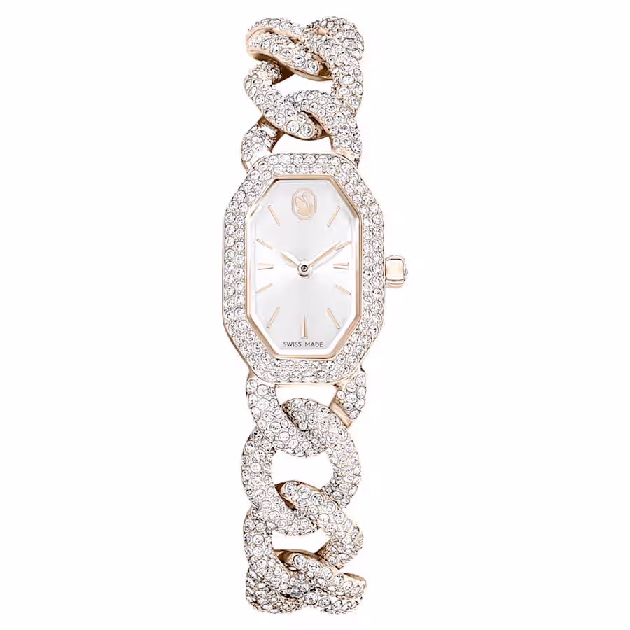 orologio-dextera-chain--fabbricato-in-svizzera--bracciale-in-cristallo--bianco--finitura-in-tonalità-champagne-dorato-swarovski-5711710 (1) Swarovski - Orologio Dextera chain 5711710 - immagine 1