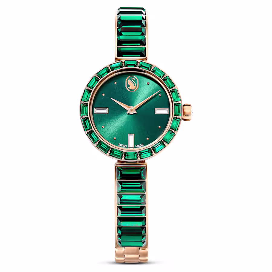 orologio-matrix-bangle--fabbricato-in-svizzera--bracciale-in-cristallo--verde--finitura-in-tonalità-champagne-dorato-swarovski-5690808 (1) Swarovski - Orologio Matrix bangle 5690808 - immagine 1