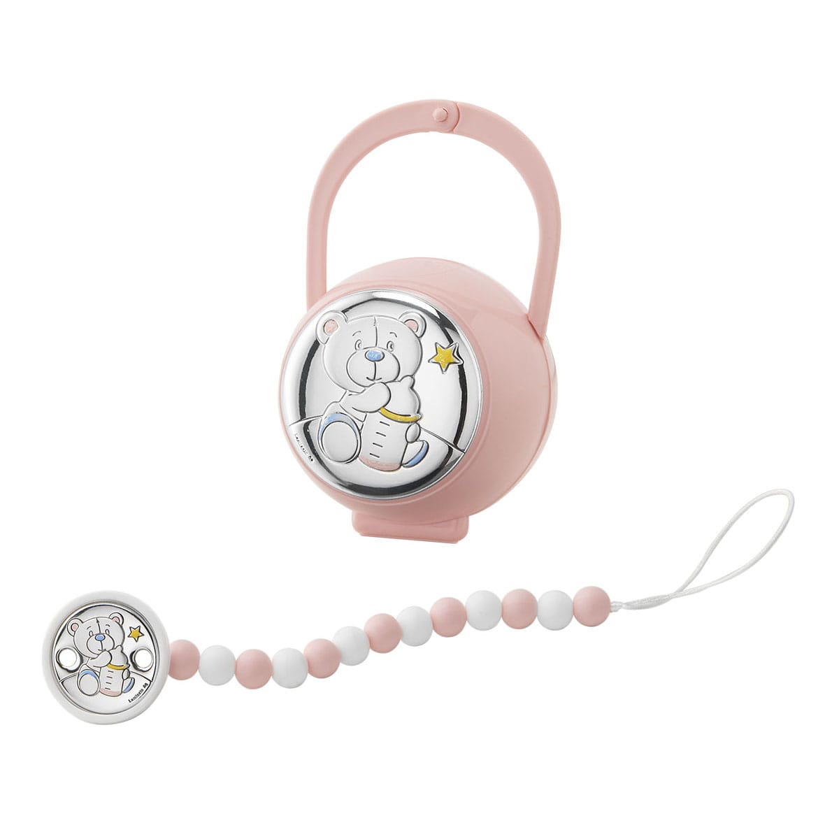 ACCA_B-132-R4 Acca - Porta Ciuccio Rosa con catenella - immagine 1